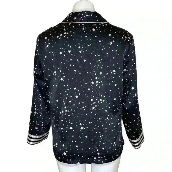 Victoria Secret star celestial Black Long sleeve top button down nightshirt - Picture 2 of 4